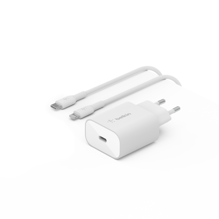 Chargeur secteur USB-C PD 3.0 PPS (25 W) avec c&acirc;ble USB-C, Blanc, hi-res